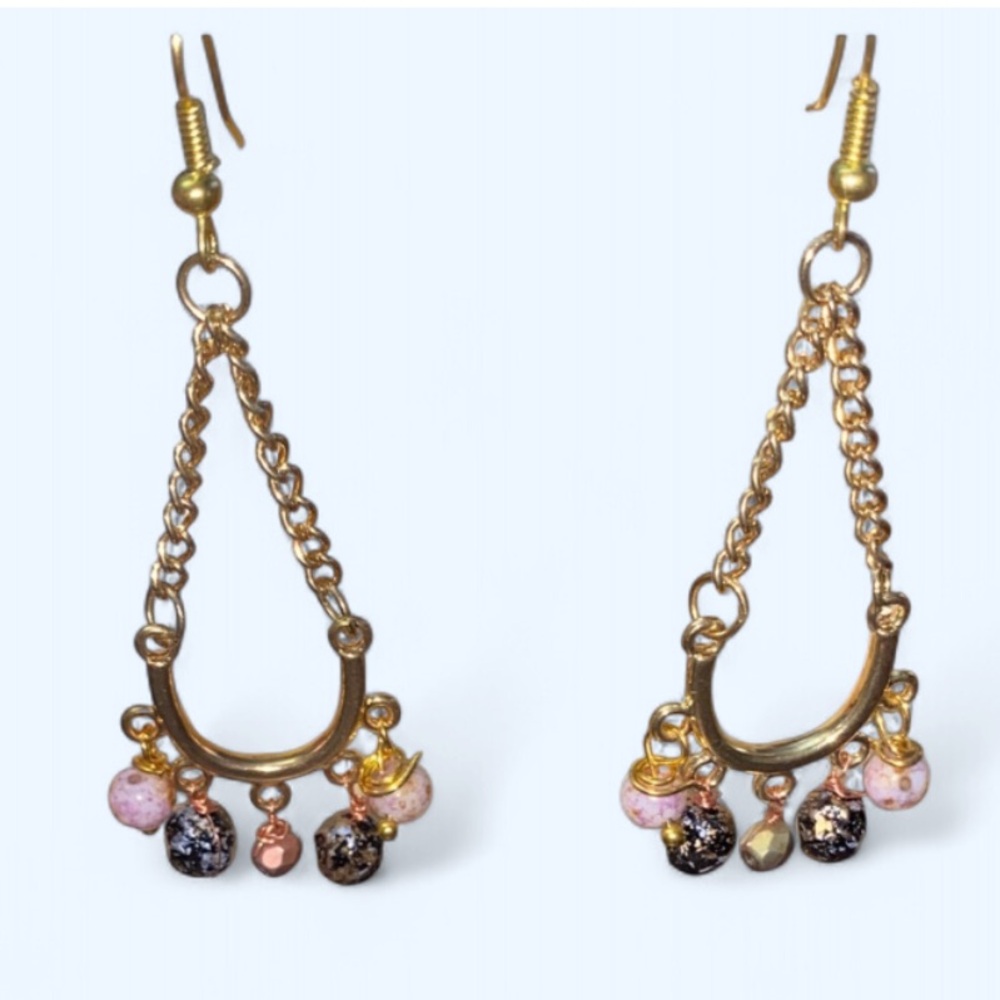 Chic Gold and Black Teardrop dangling Earrings